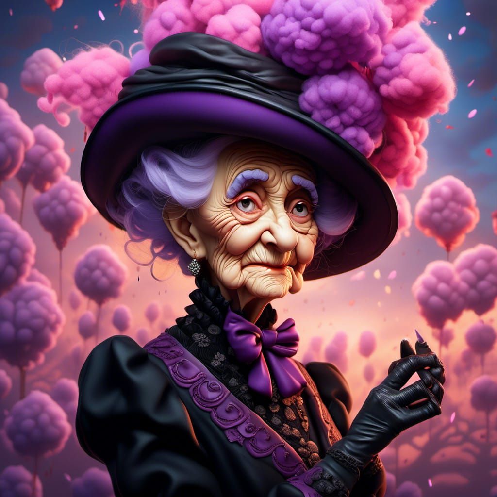 Glamorous Old Lady's Hyperrealistic Mirror Reflection