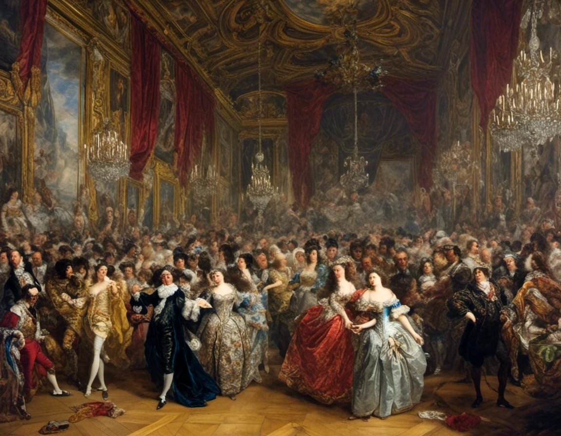 Painting of a ball at the court of King Louis XIV