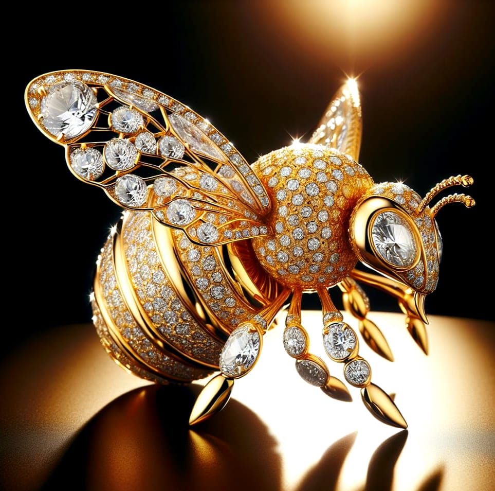 Luxurious Golden Bumblebee Encrusted with Diamonds