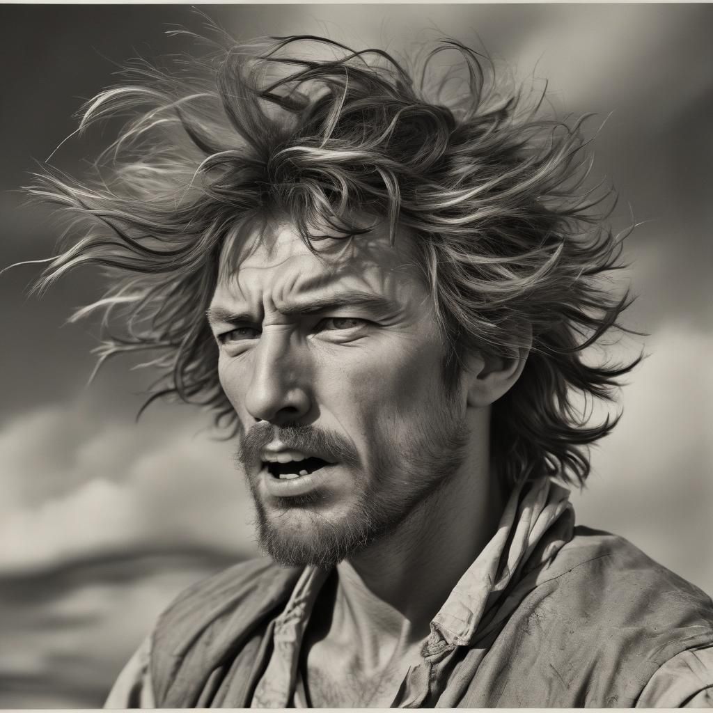 Man's Face Distorted by High Winds