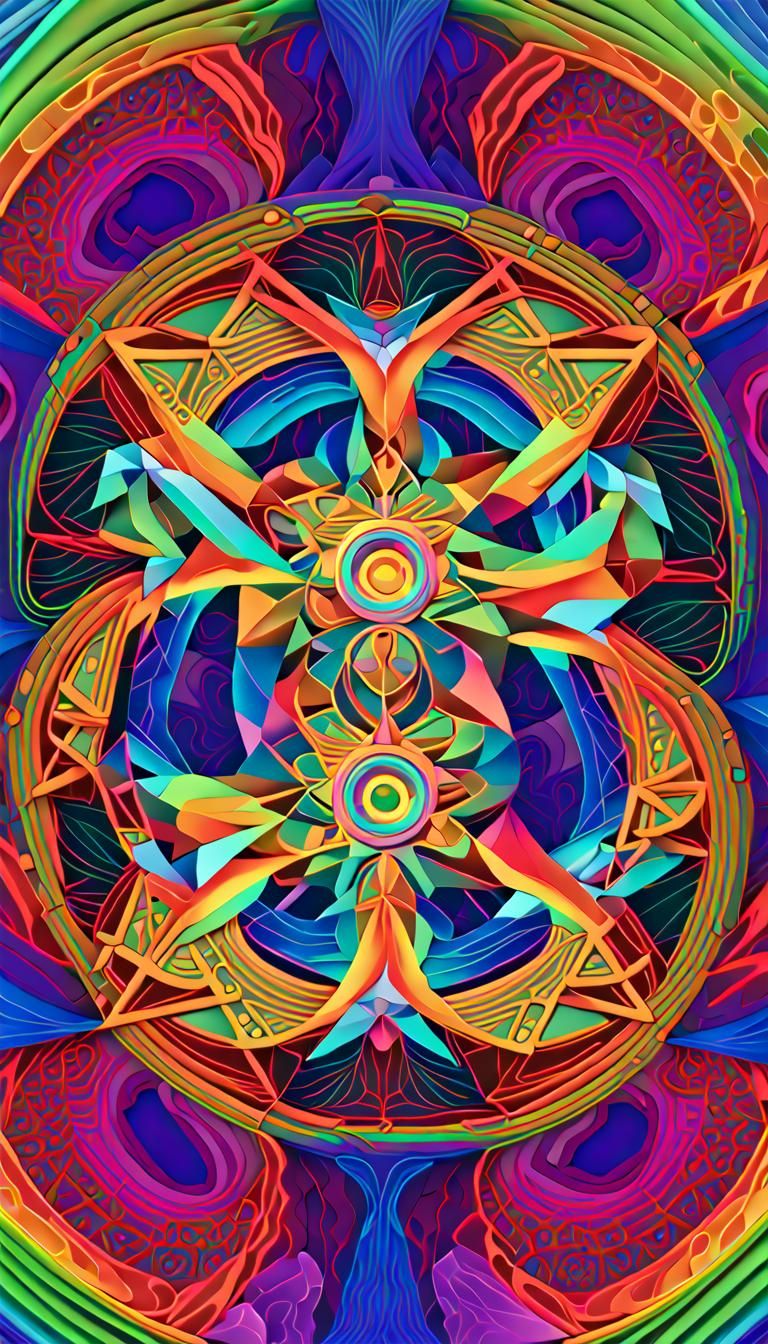 Neon Quantum Mandala in 3D Fractal Art