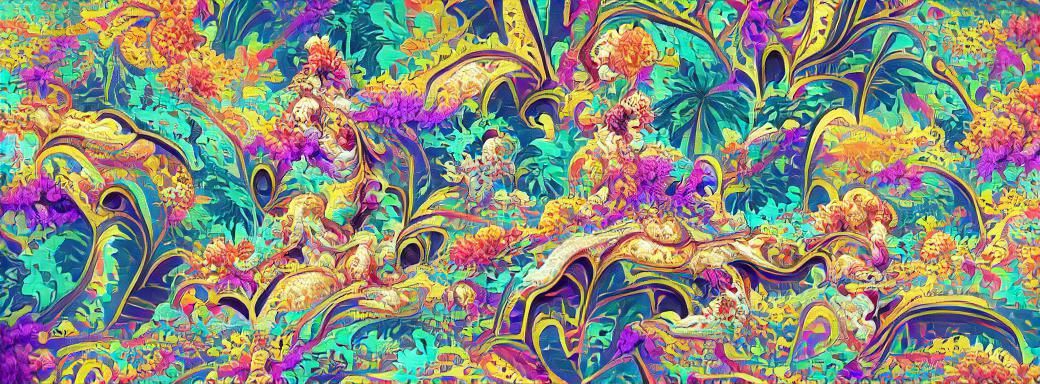 Psychedelic Rococo: Tropical Paisley Pattern in 8K