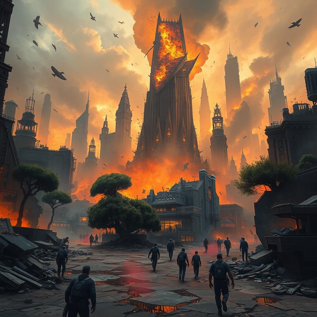 Futuristic City Collapsing: A Digital Matte Painting