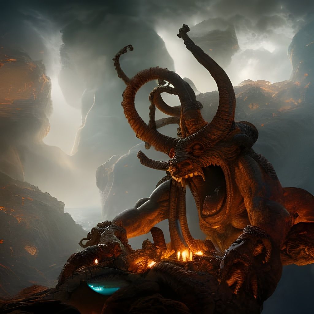 Epic Balrog Hatching: Dramatic Digital Matte Painting