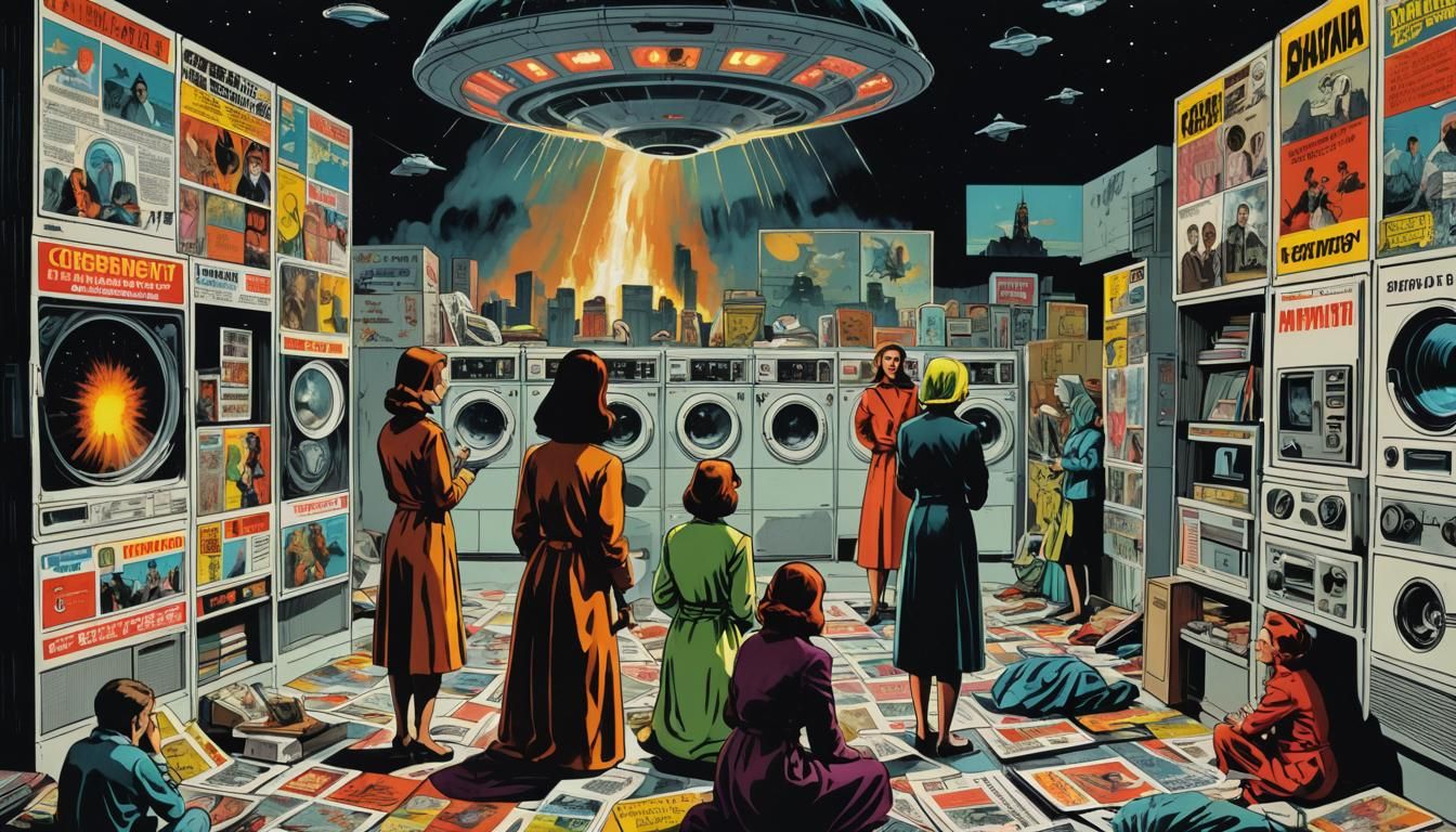 Retro Comic Art: Women, UFO, and Chernobyl