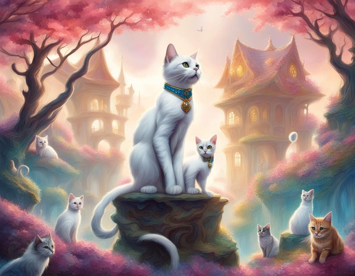 Cats in a Whimsical Fantasy World