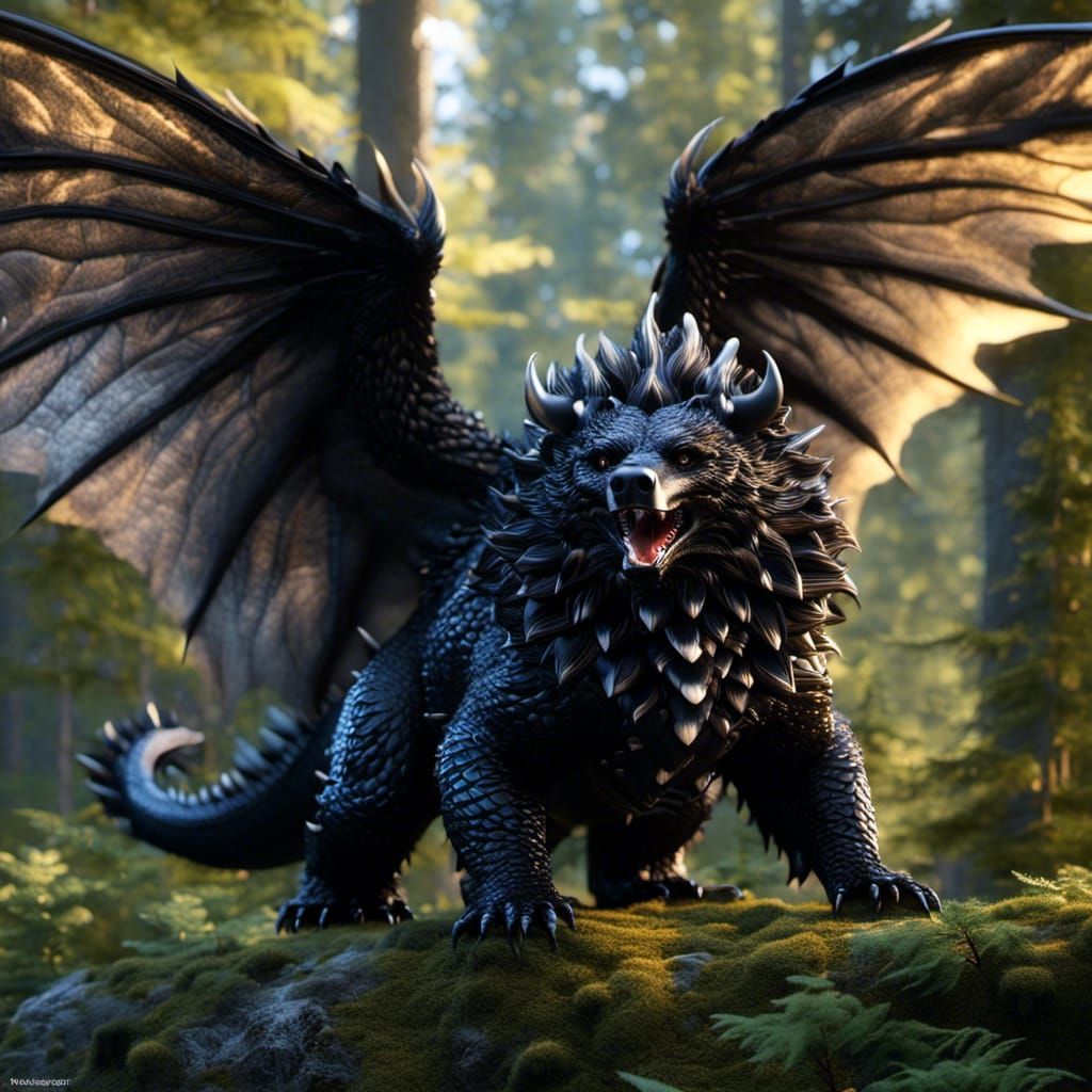 Adorable Winged Bear-Dragon CGI Masterpiece