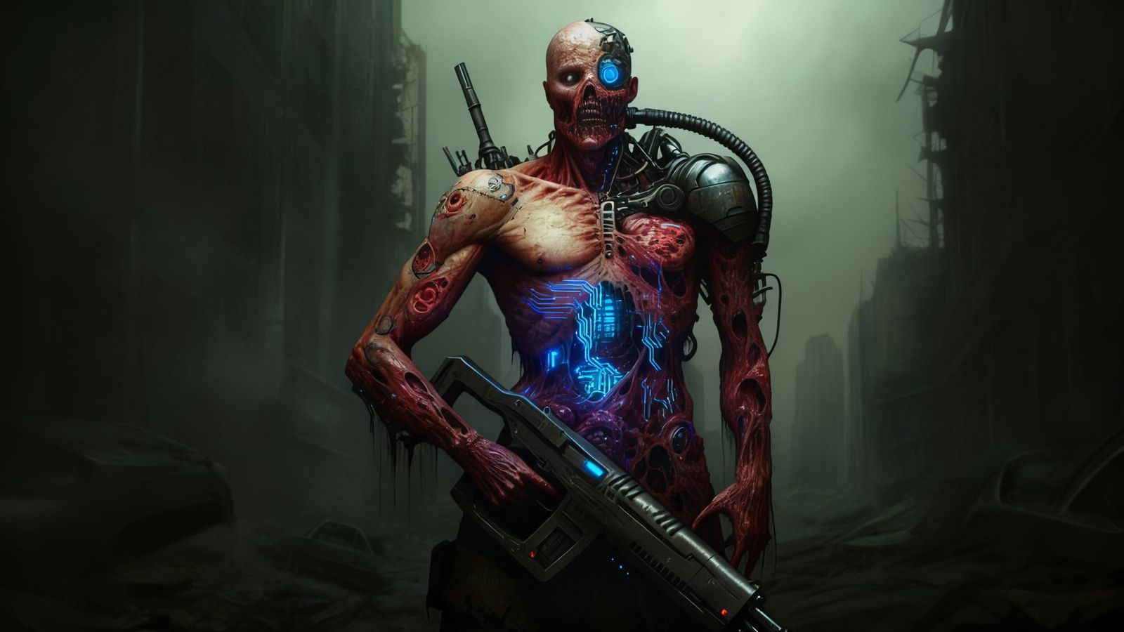 Post Apocalyptic Cyborg Damaged by Radiation