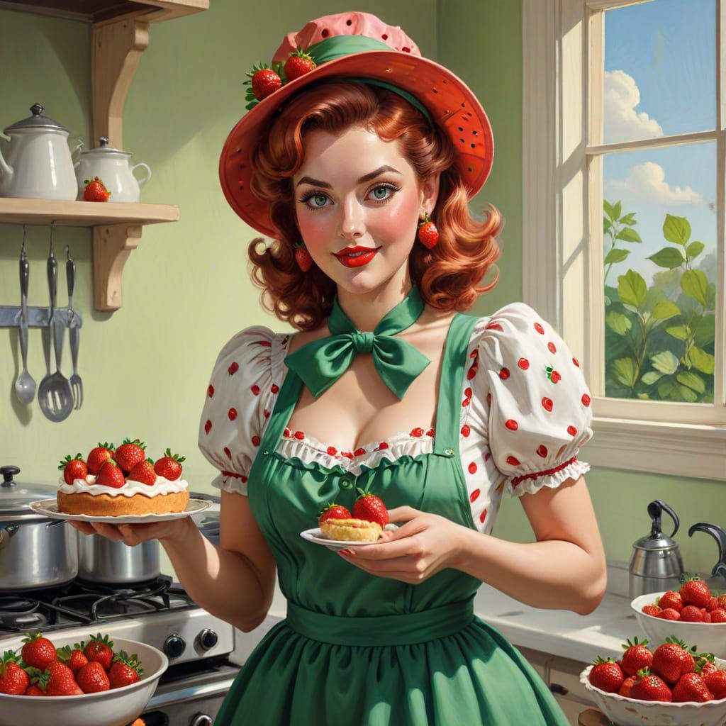 Strawberry Shortcake Pin-Up in Elvgren Style