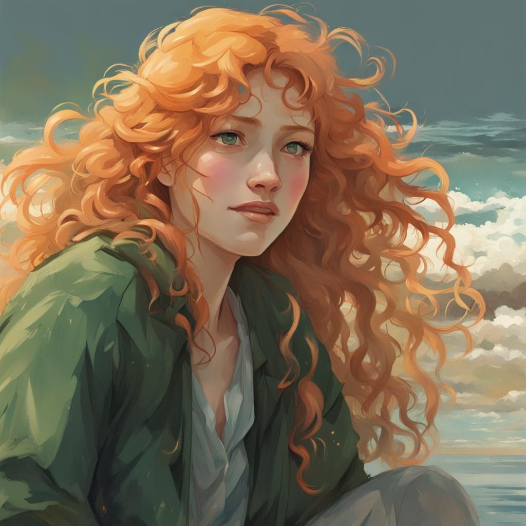 Smiling Woman Portrait in Watercolor Style