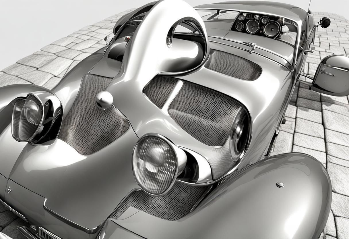 Surreal Steel Racing Cars in Magical Realism