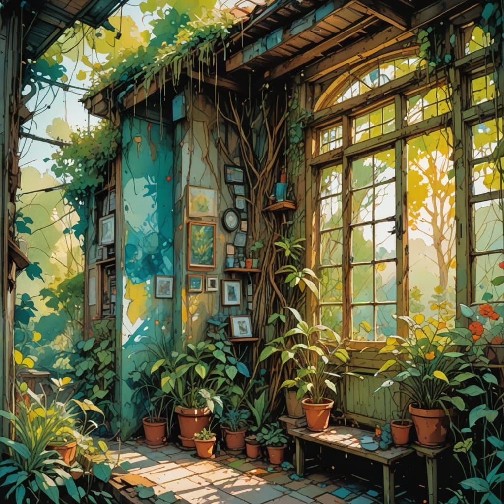 Dreamlike Mixed Media Illustration with Blended Textures