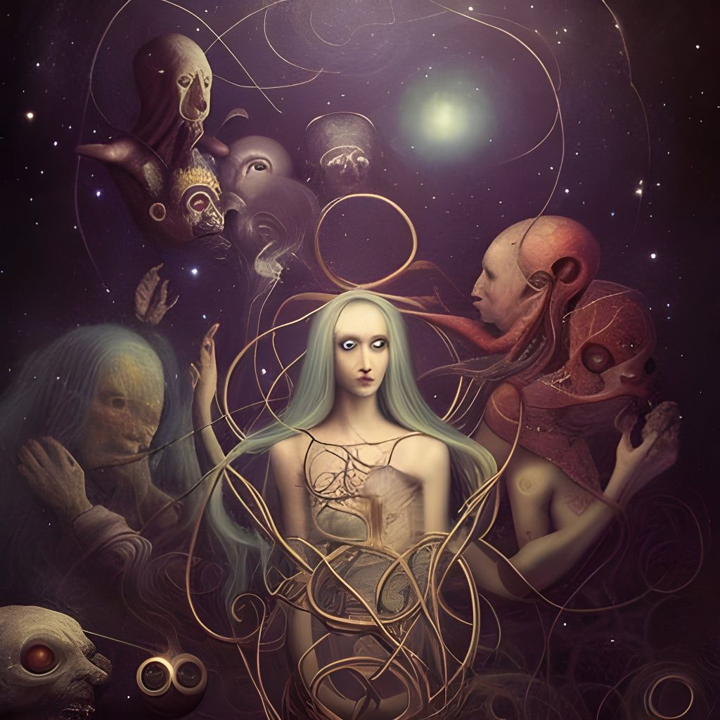 Cosmic People in Rococo-Bosch Fantasy Art