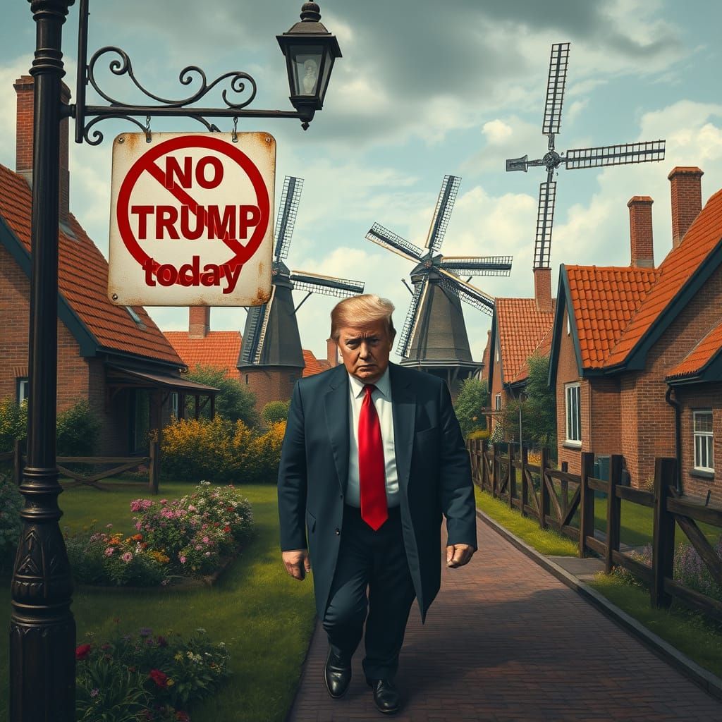 Trump Rejected in Dutch Village: Photorealistic Image