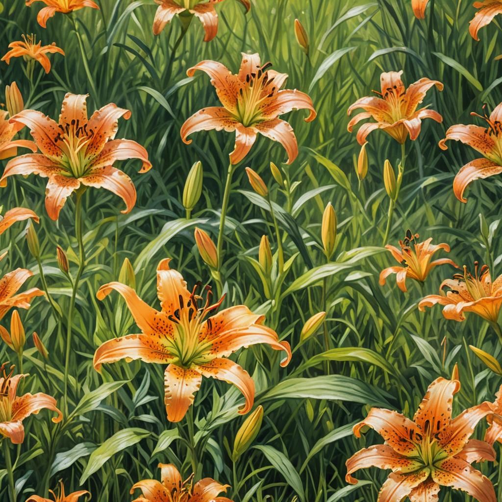 Tiger Lily in Impressionist Style