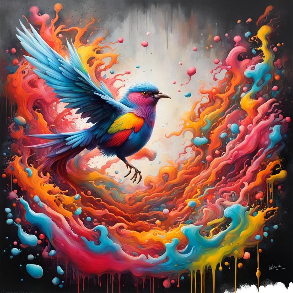 Colorful Graffiti Art with Spray Paint and Acrylic