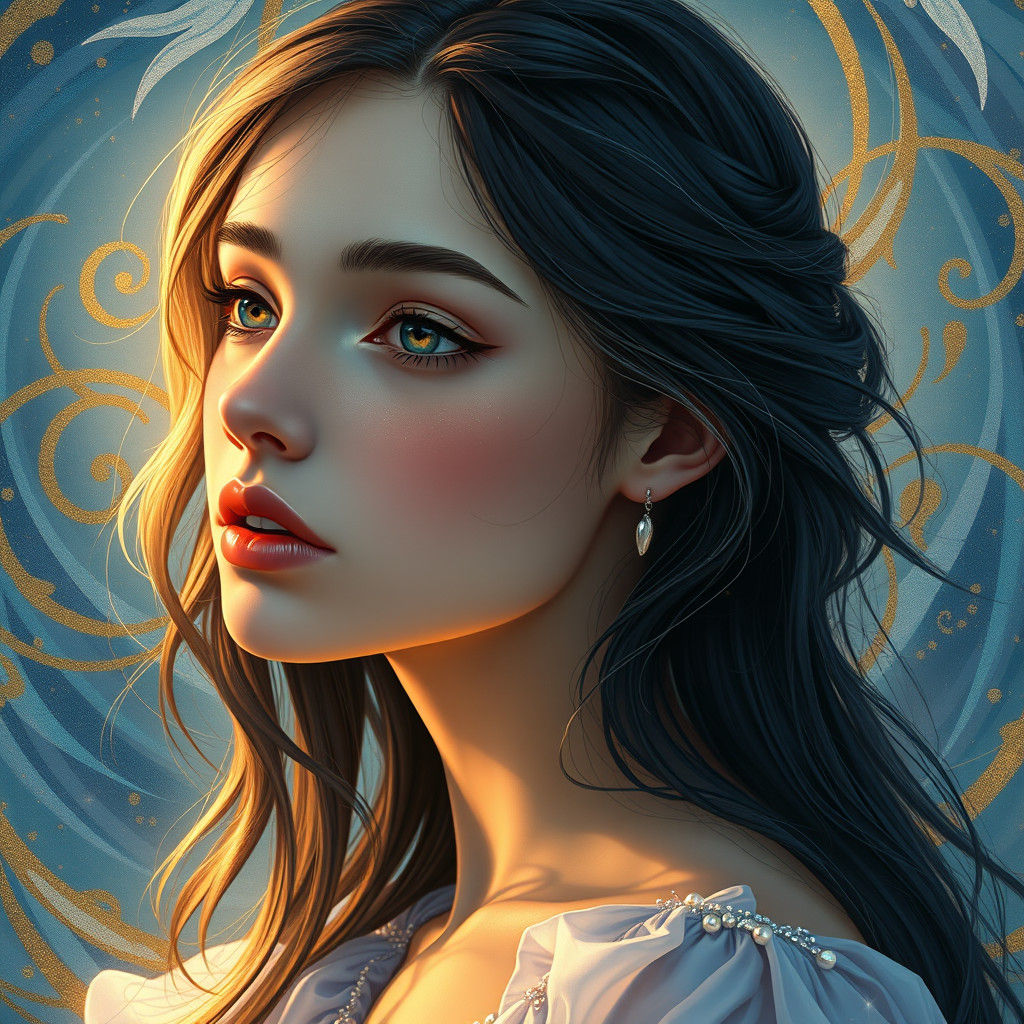 Libra Embodied: Ethereal Teen in Surrealist Painting