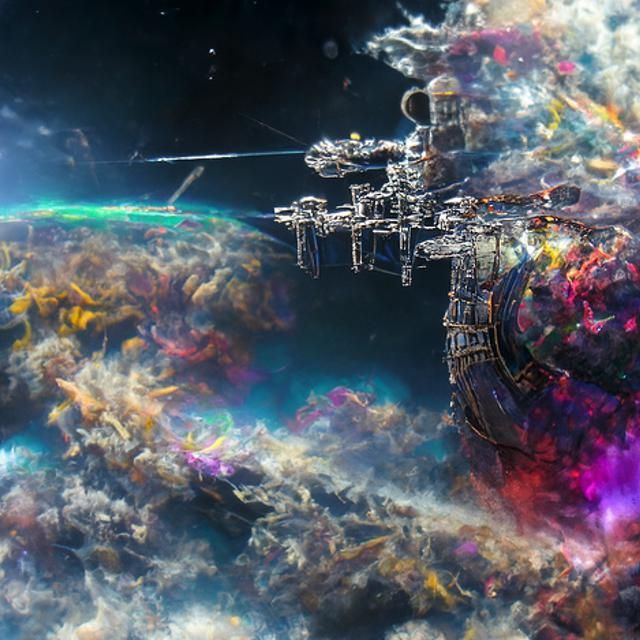 Detailed Space Station in Astral Cosmic Illustration