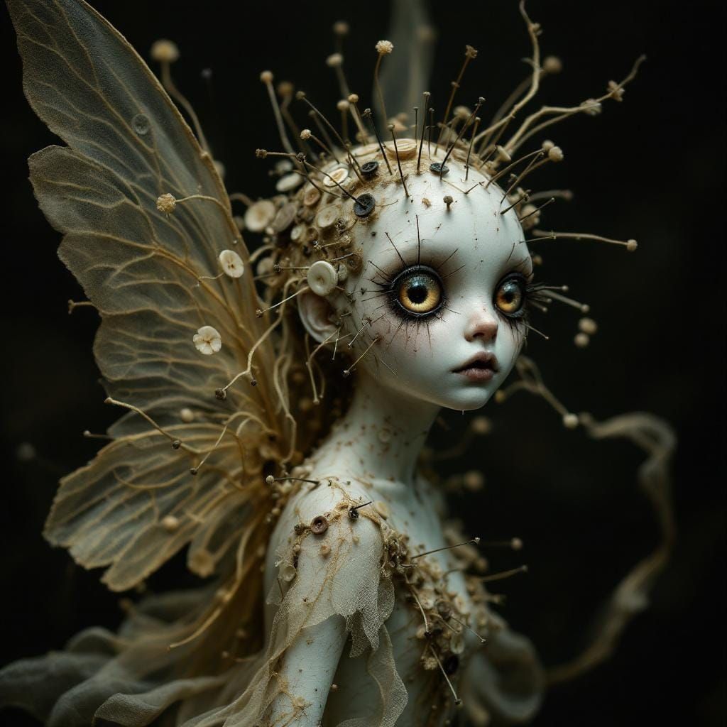Voodoo Doll Fairy with Ethereal Wings