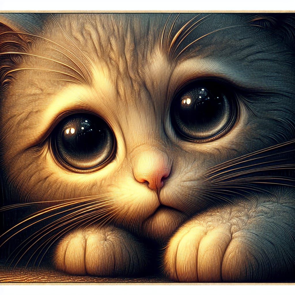 Adorable Kitten with Expressive Eyes: Romantic Concept Art