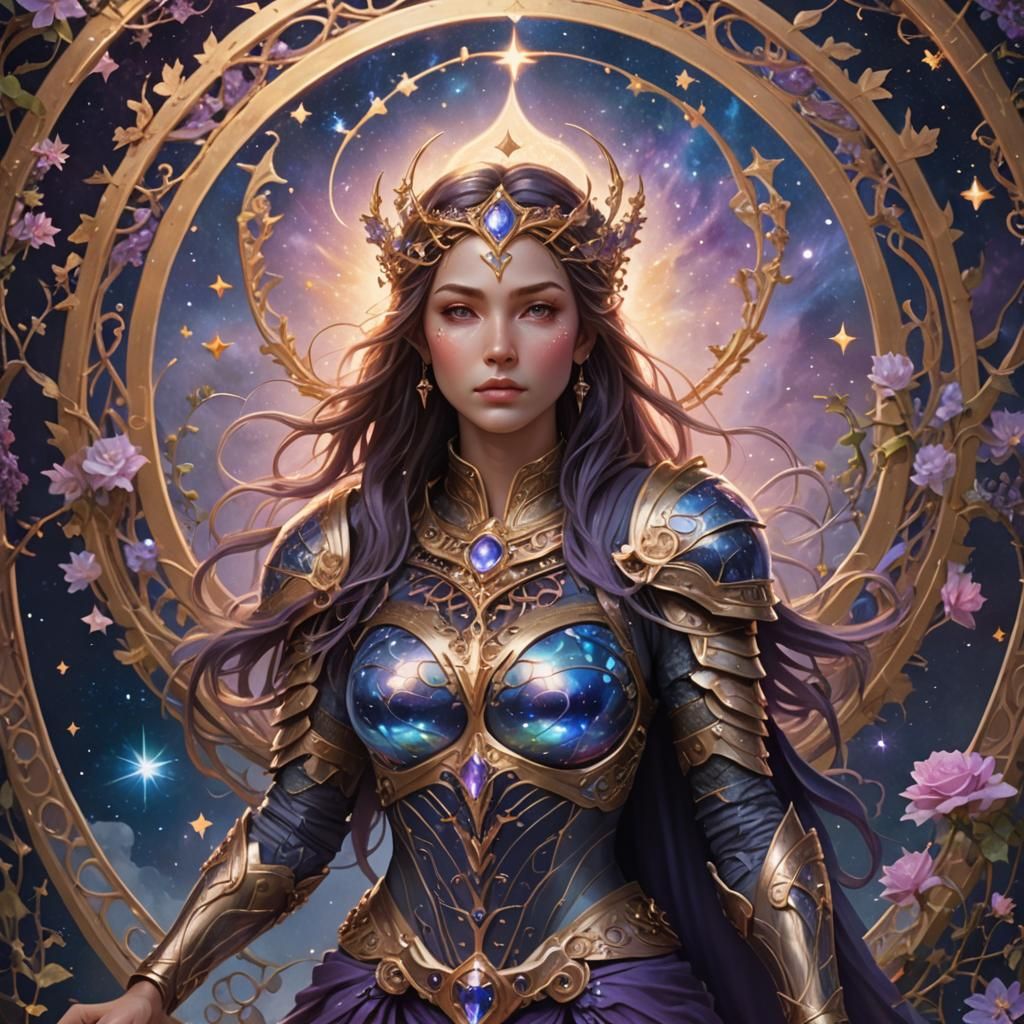 Celestial Warrior with Heart Portal: Digital Matte Painting