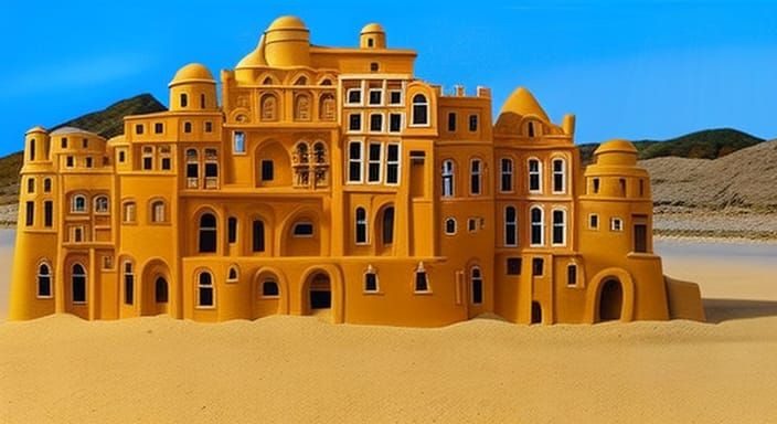 Colorful Giant Sandcastle with Gold Details