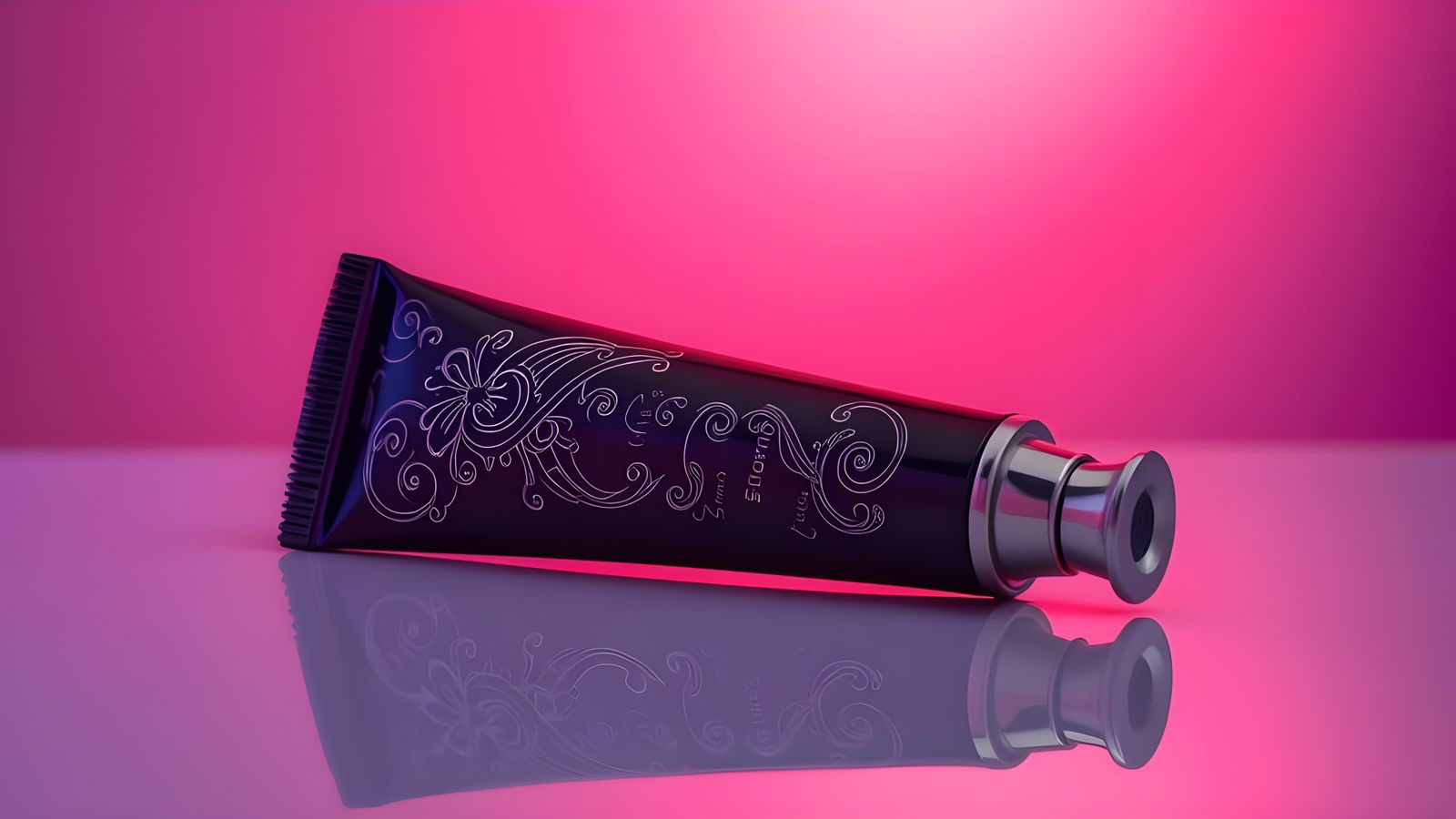 Black Cream Tube with Pink and Purple Lighting