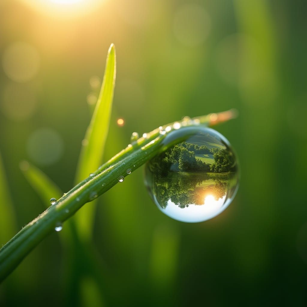 Microscopic World in Dewdrop: Hyperrealistic Macro Photograp...