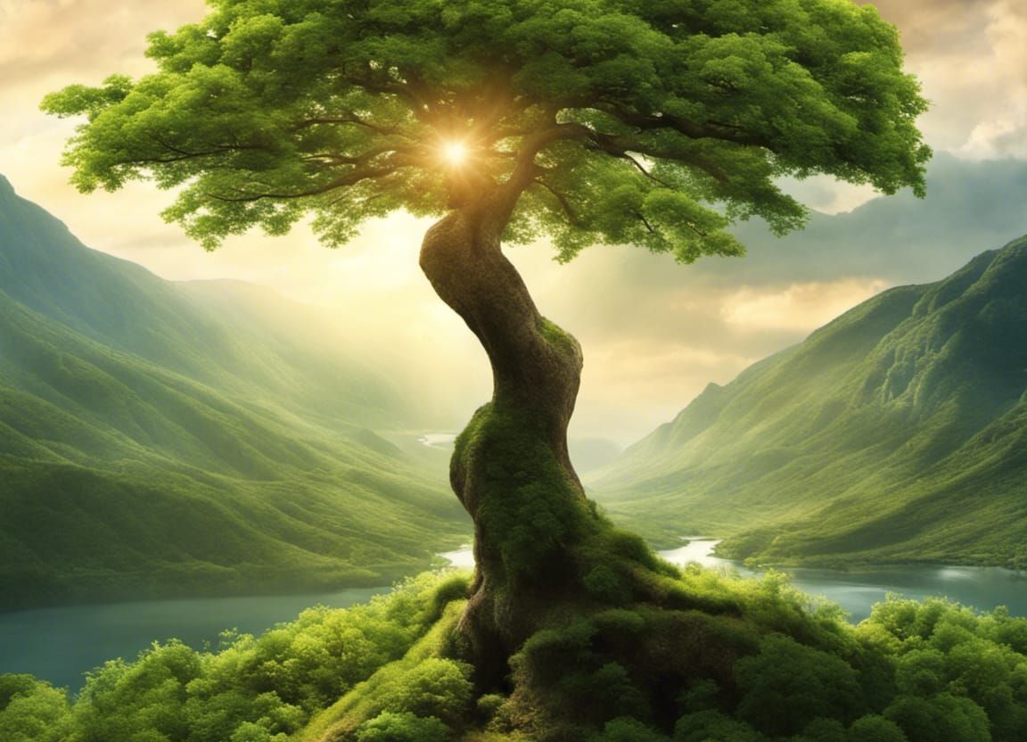 Flourishing Tree by River: A Psalm 1:3 Visual