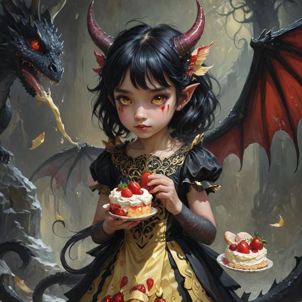 Dragon Girl Portrait in Dark Fantasy Style