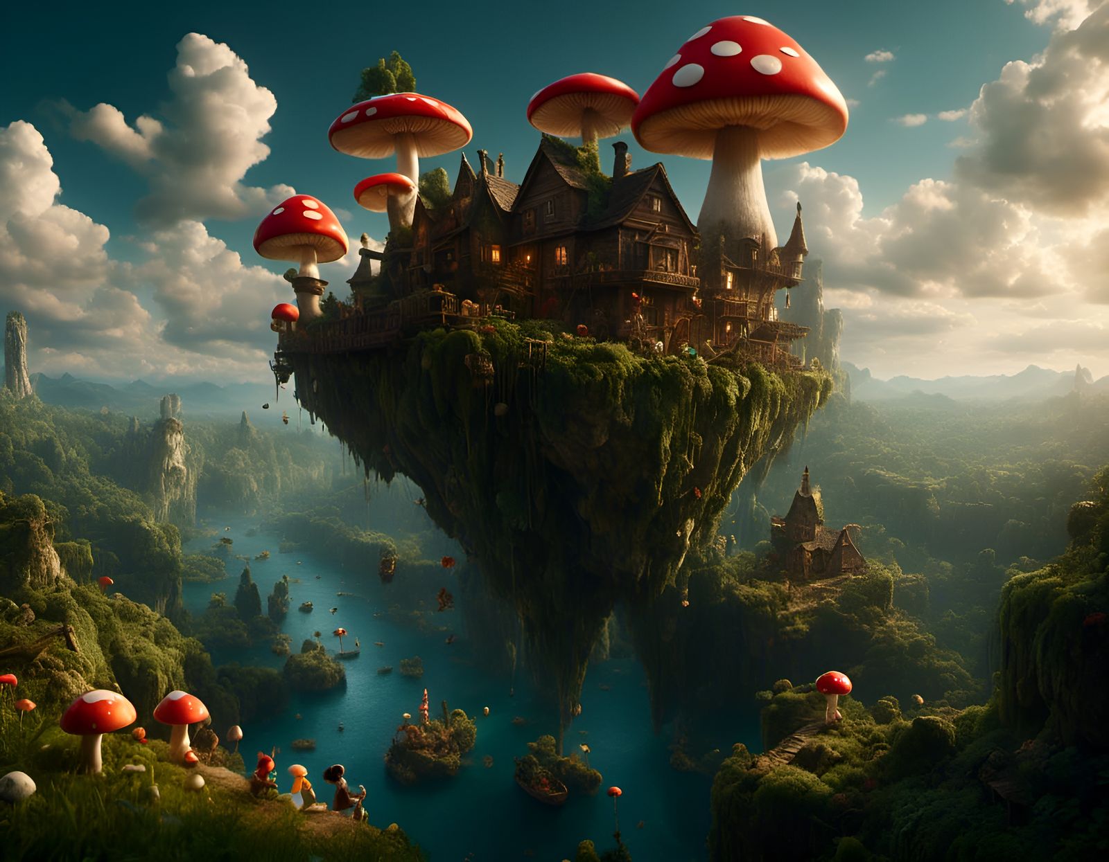 Nintendo Mushroom Kingdom Landscape in Hyperreal Detail
