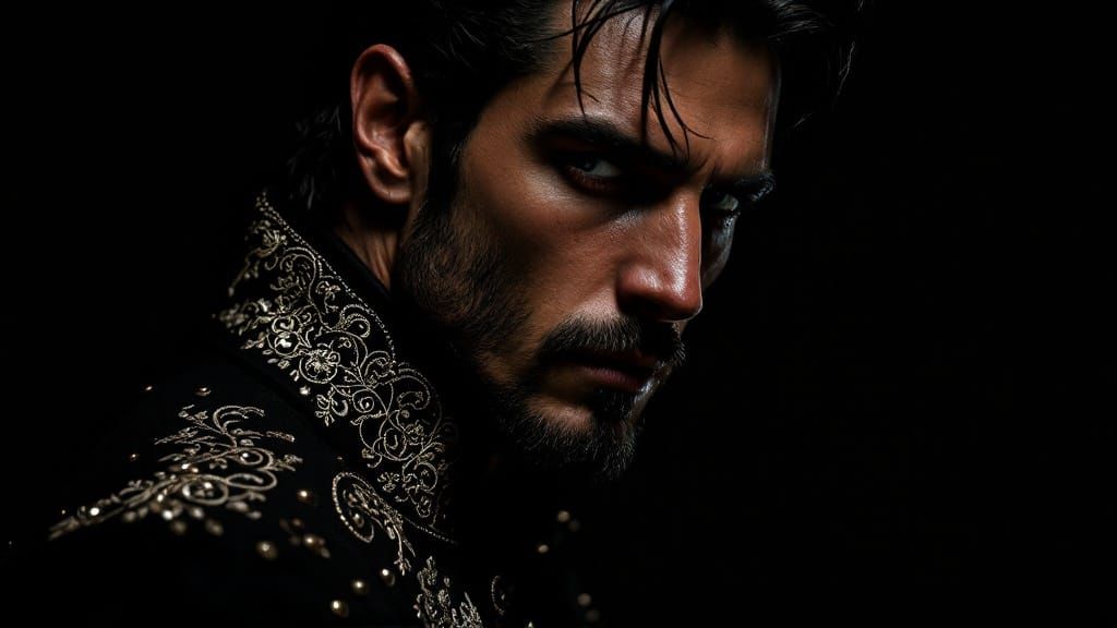 Dramatic Portrait of Spaniard in Chiaroscuro Lighting
