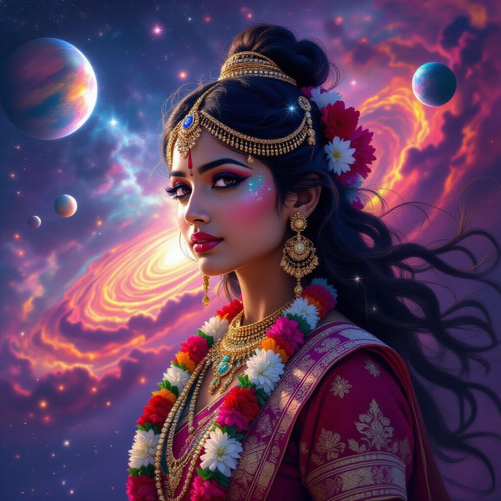 Indian Goddess in Cosmic Scene, Ultra HD