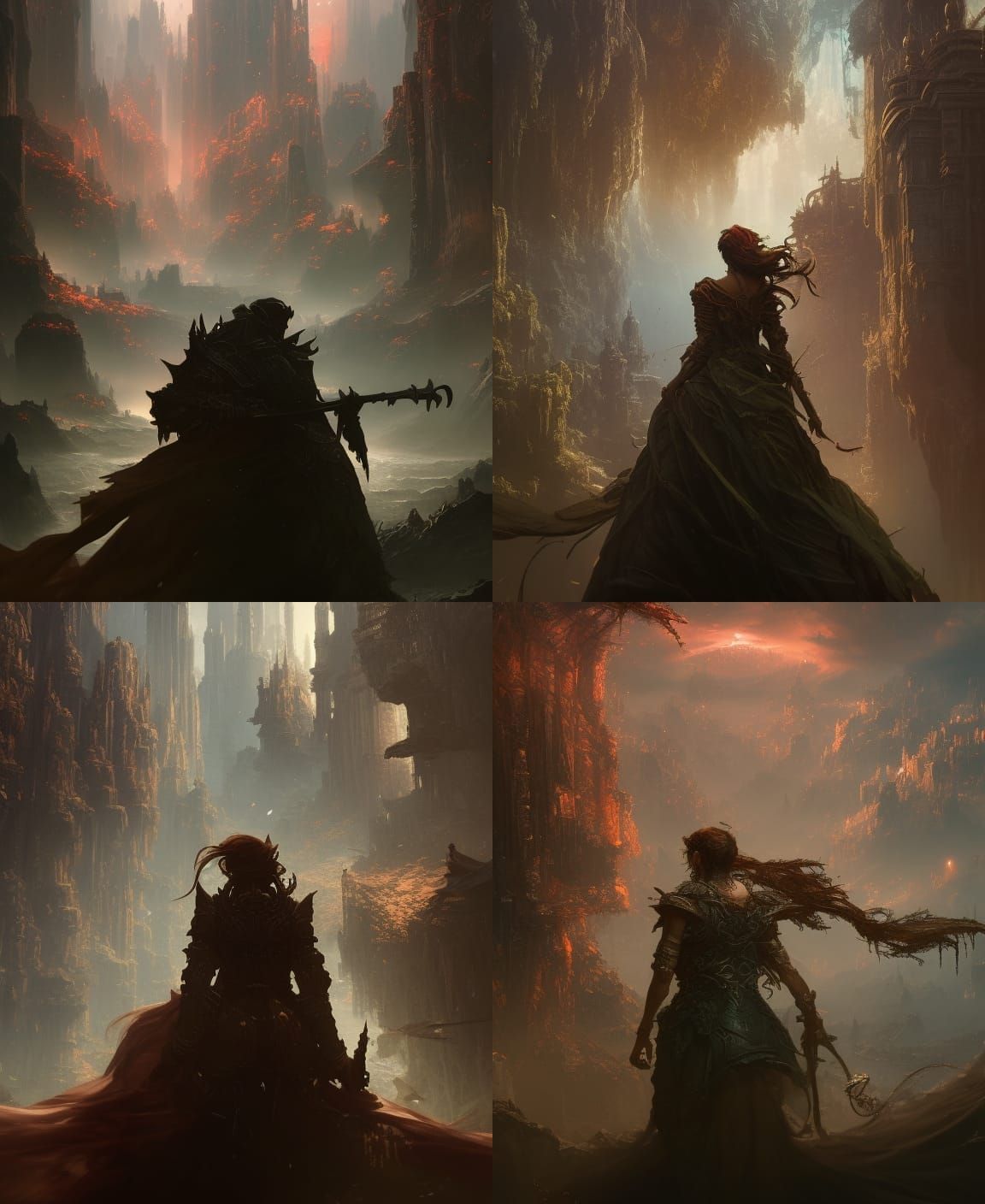 Dark Fantasy Concept Art in Purple and Yellow