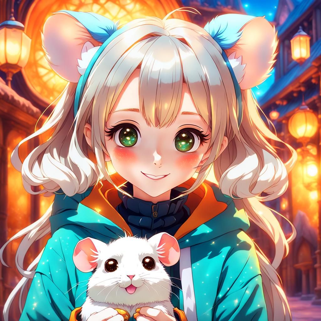 Anime Hamster Girl Portrait in Fantasy Style