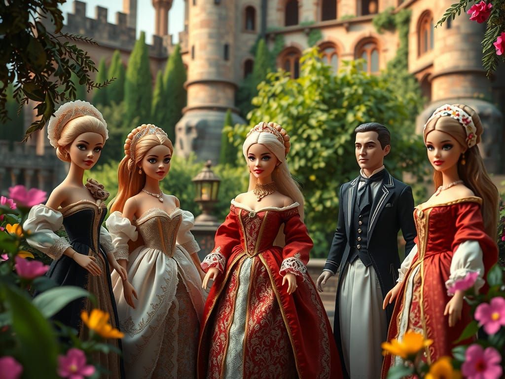 Renaissance Barbie in Medieval Gardens