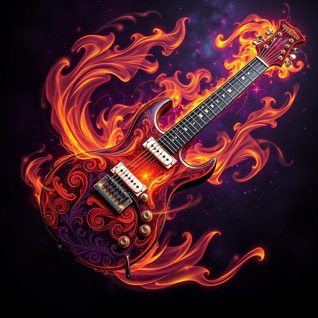 Electric Guitar in Cosmic Flames