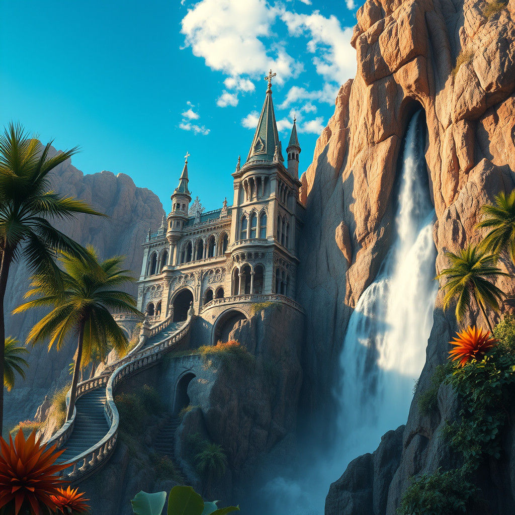 Baroque Gothic Castle Carved into Rocky Mountain