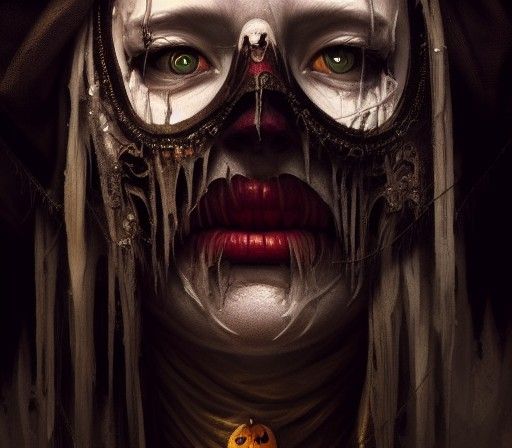 Dark Halloween Woman in Snowy Landscape