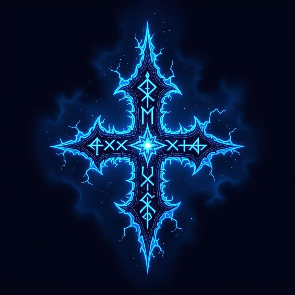 Ancient Sigil with Glowing Runes in Ethereal Void
