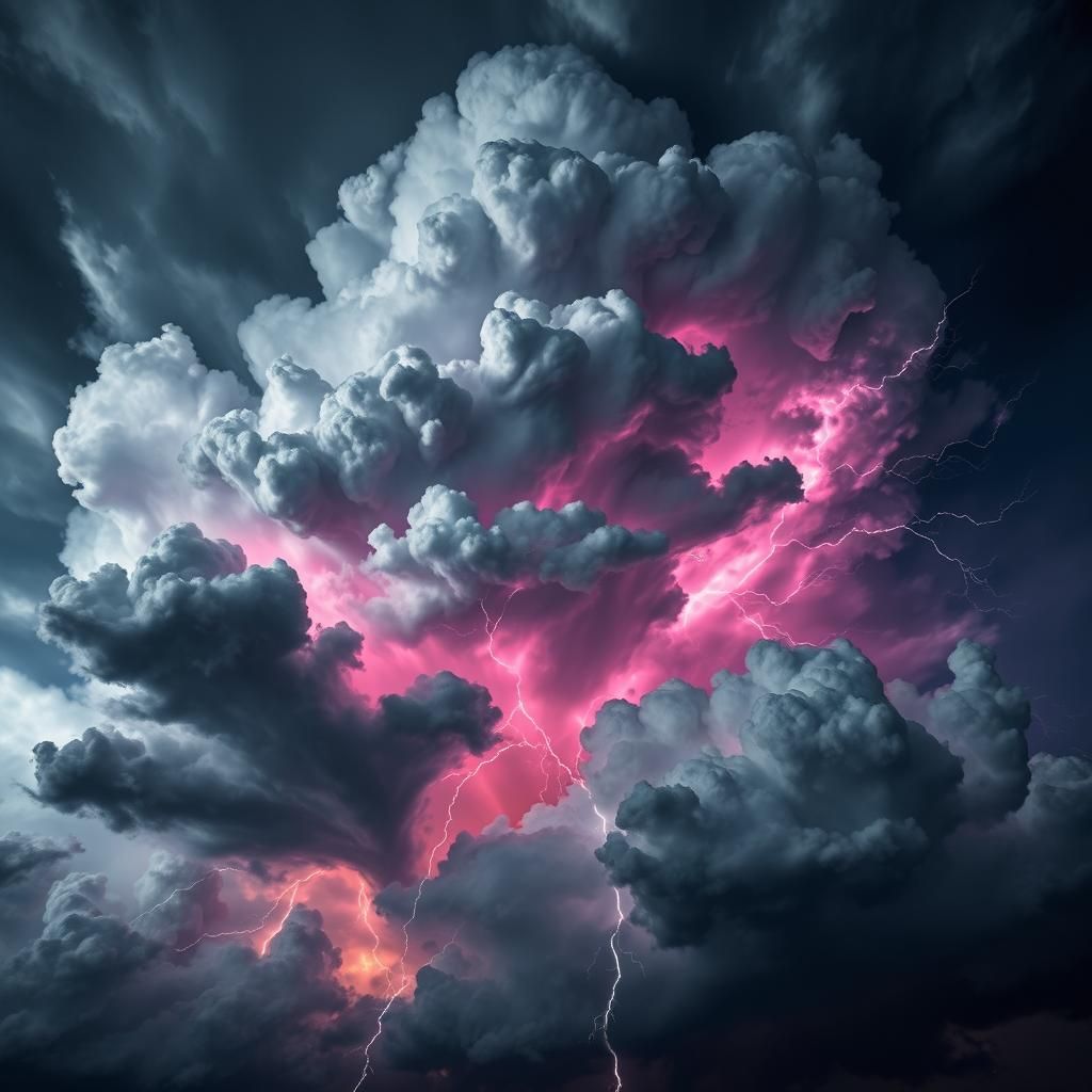 Dramatic Storm Clouds with Lightning Strikes