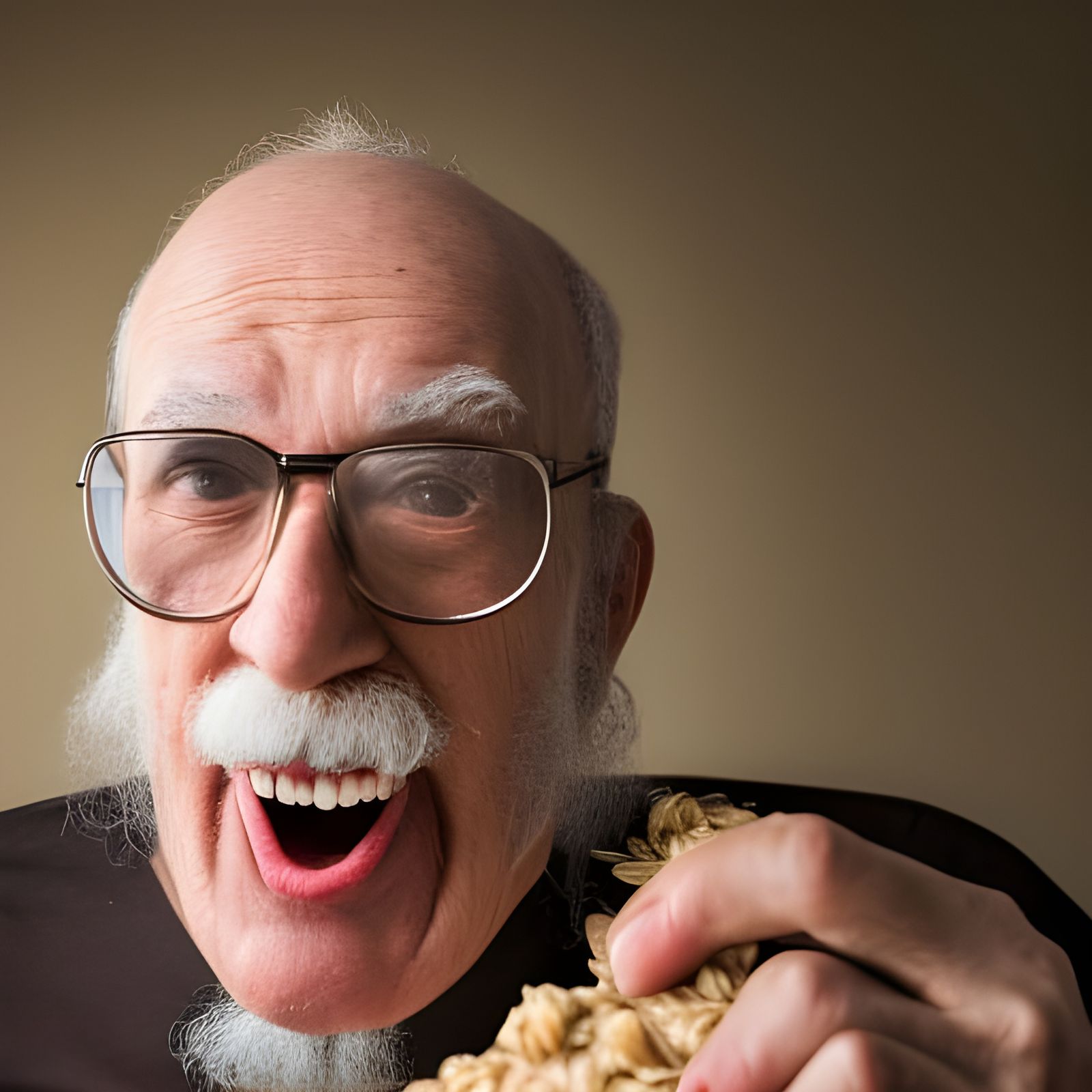 Wide Mouthed Grandpa with Oatmeal