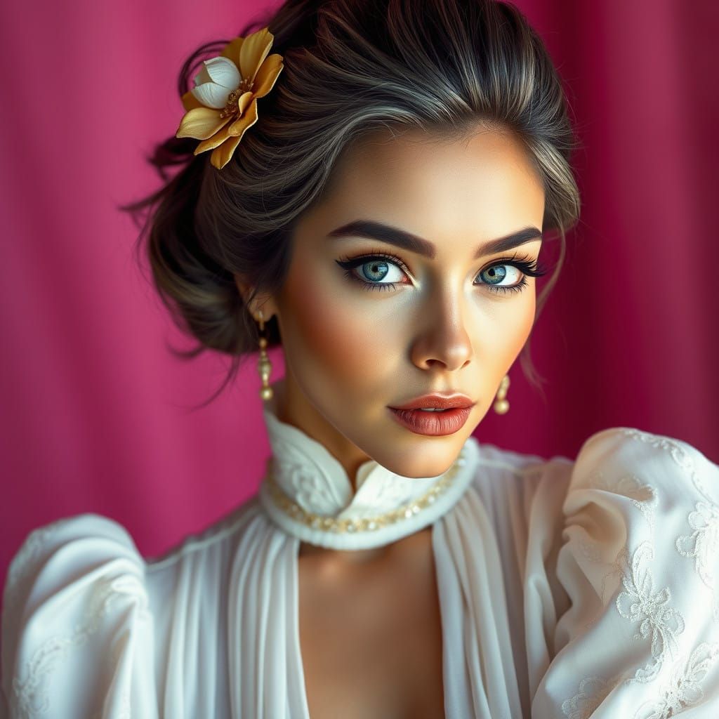 Elegant Woman in High Fashion Style with Golden Touch
