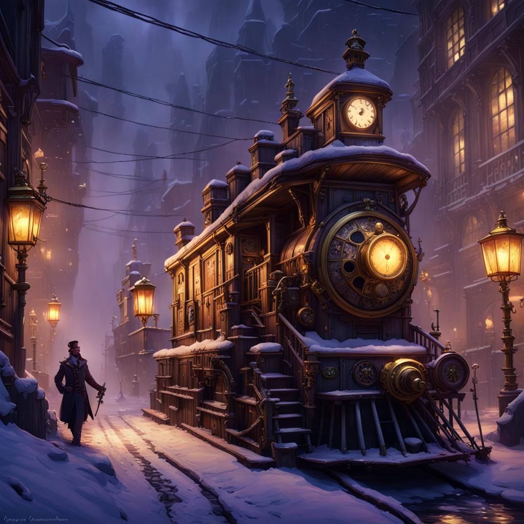 Steampunk Winter Fantasy Art in 8K Resolution