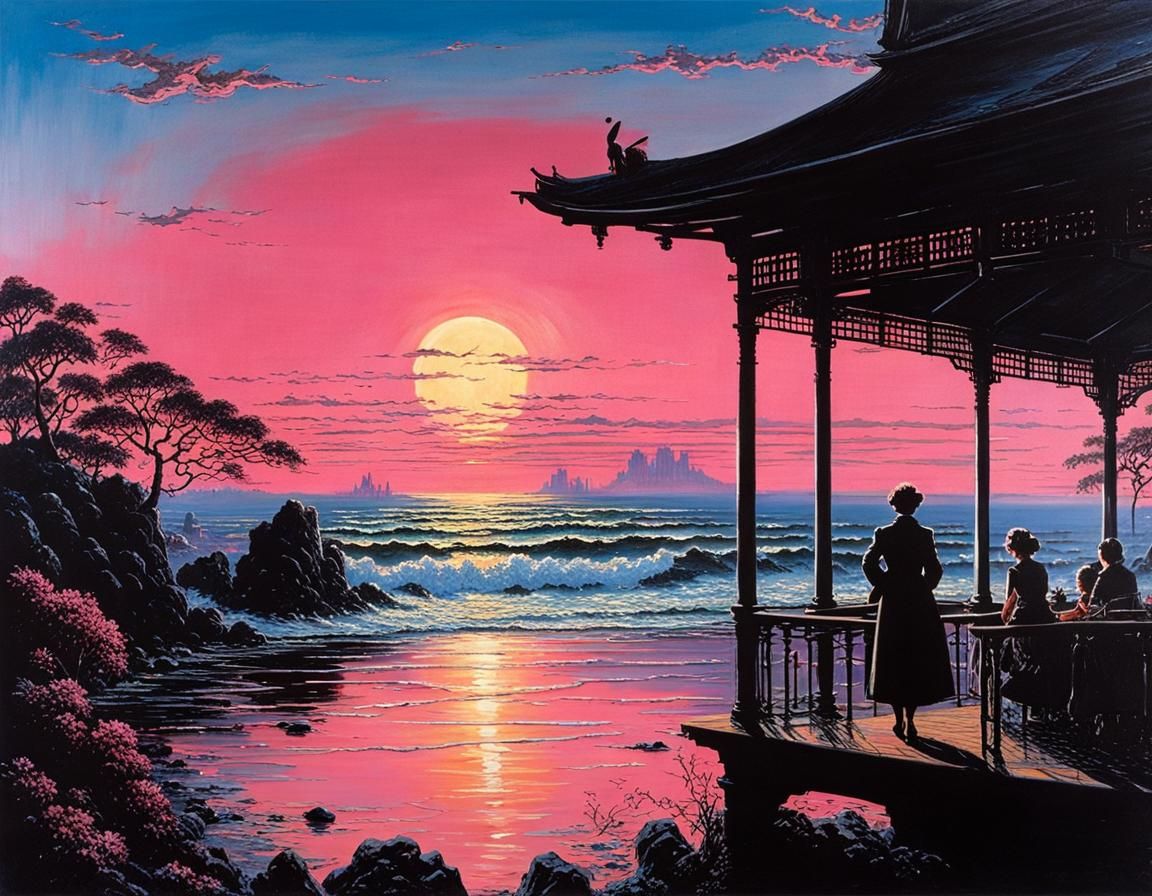 Surreal Pink Hour Silhouette in Dreamscape