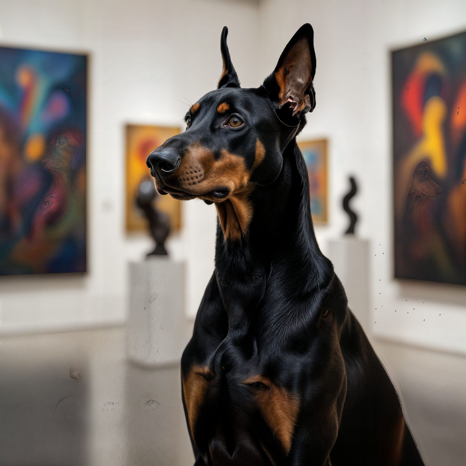 Doberman Guarding Modern Art Gallery Photograph