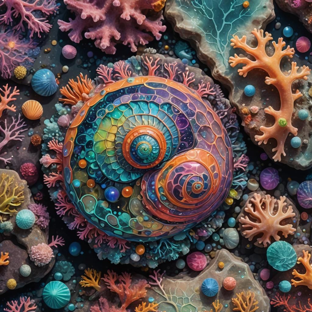 Roly-Poly on Coral Rock: Cosmic Illustration