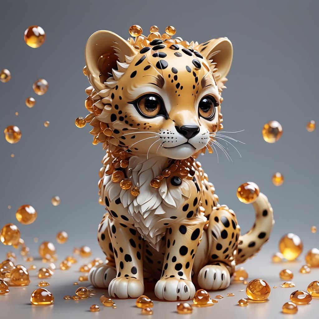 Jelly sculpture cute baby cheetah