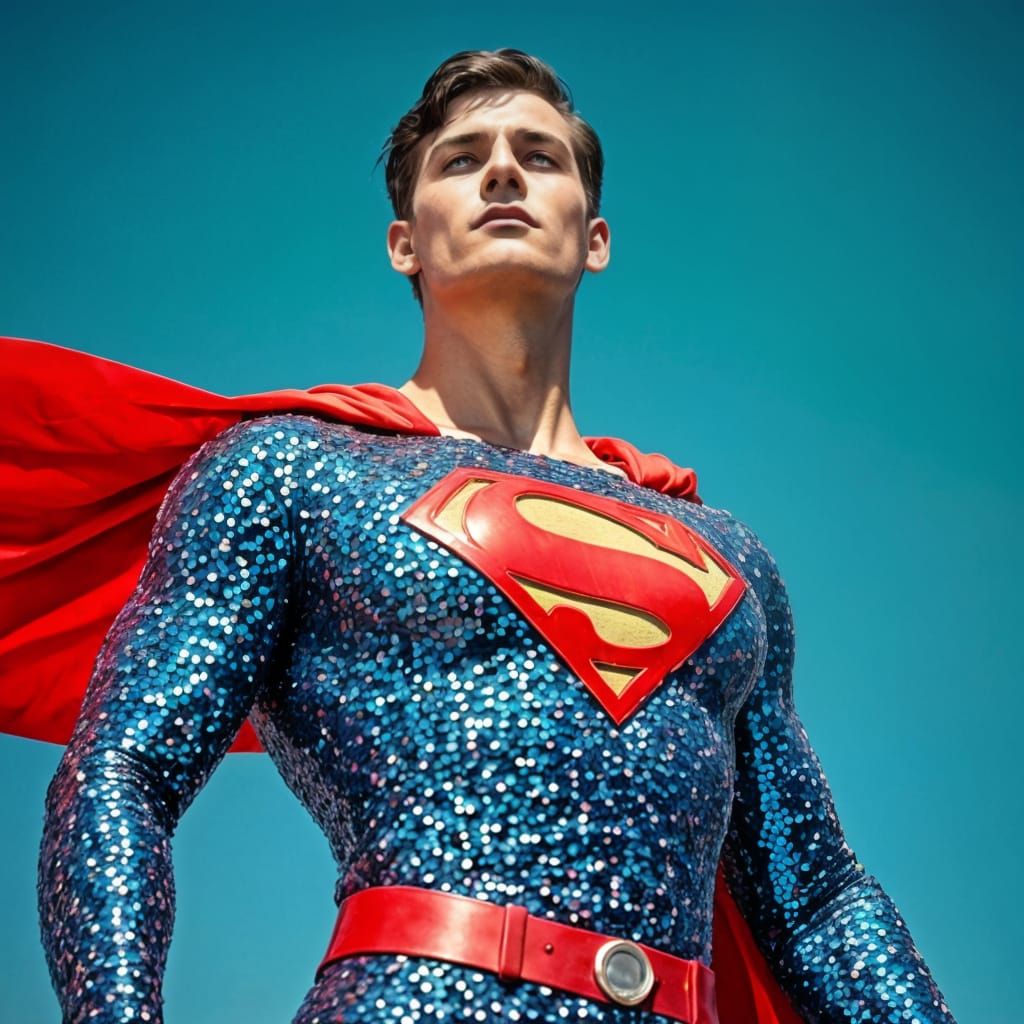 Superman Transformed into a Glamorous Sequined Hero