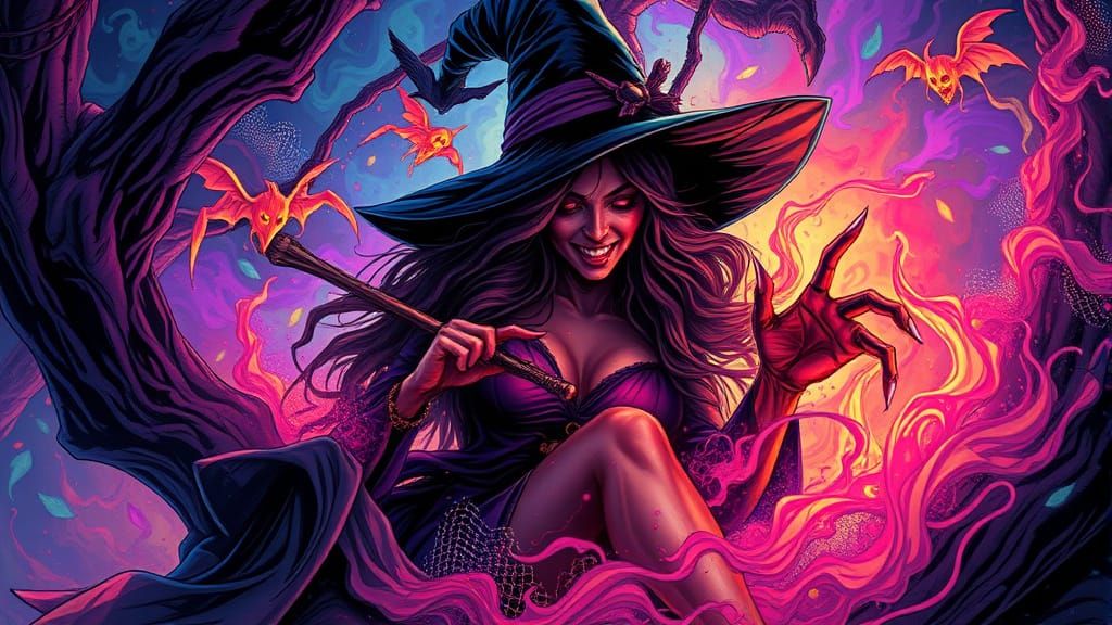 Witch's Fever Nightmare in Comic Book Art Style